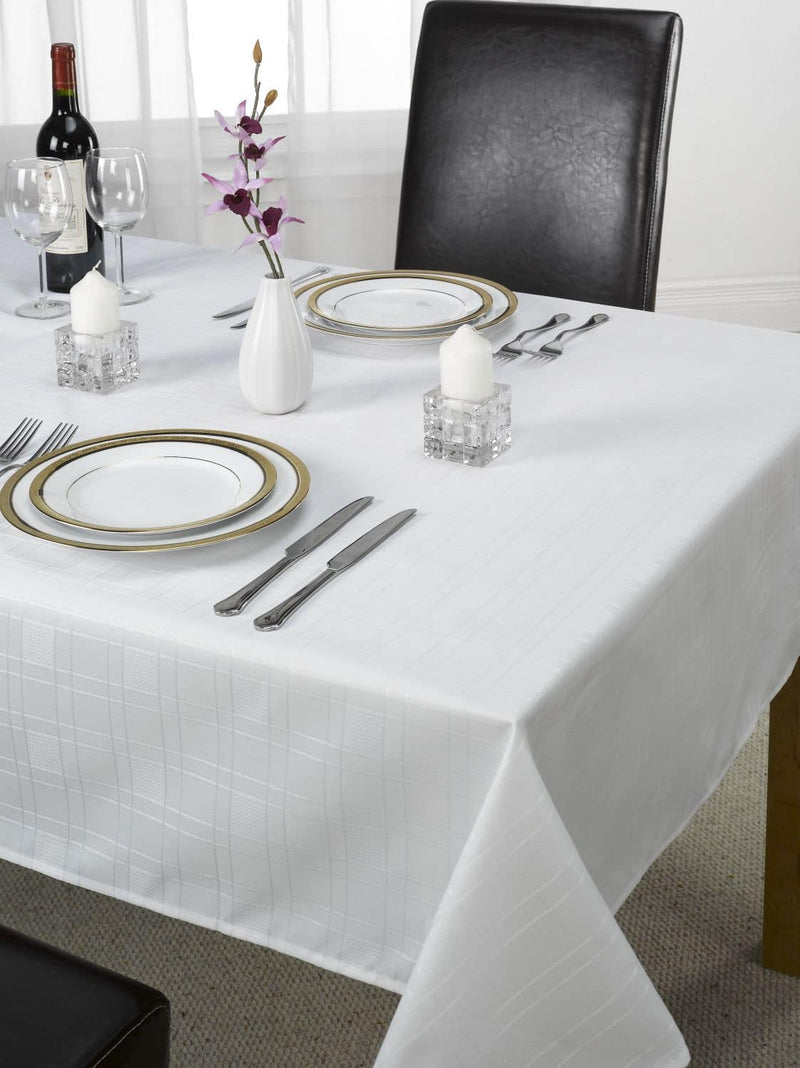 Chequers – Jacquard Tablecloth in White