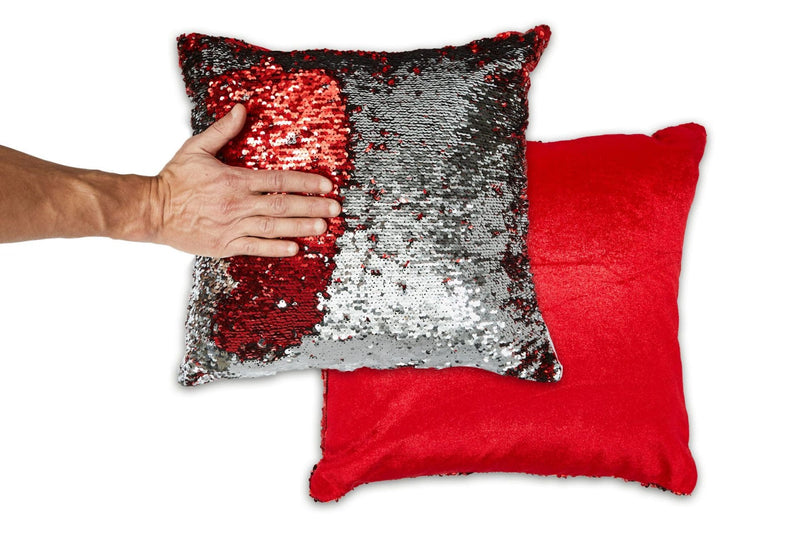 Danni Two Tone Sequin Cushion Cover Red & Silver