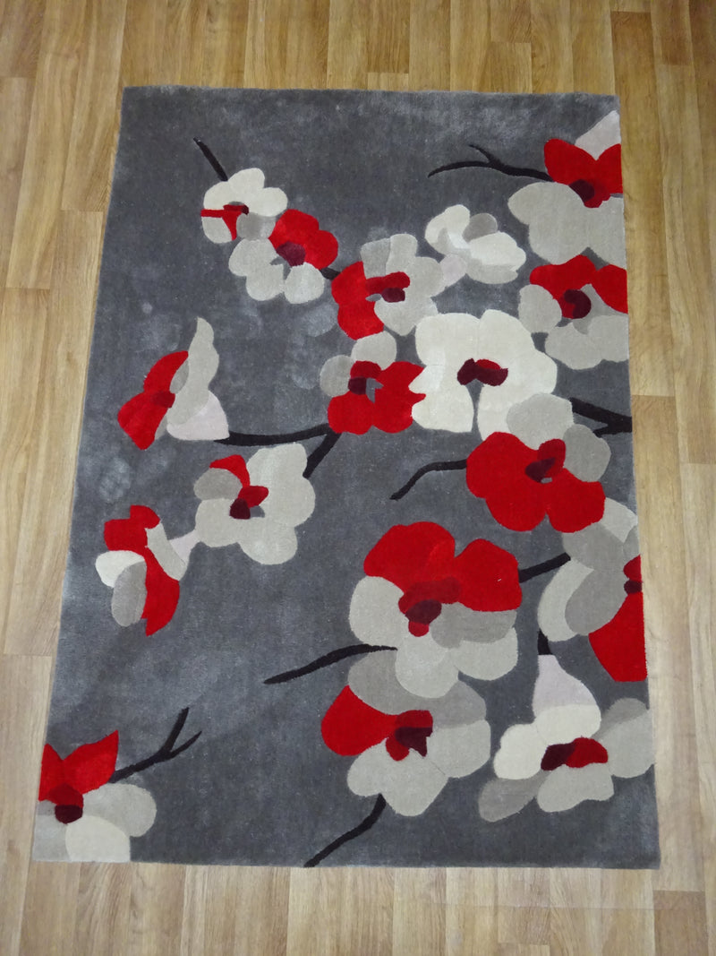 Infinite Blossom Beige & Red Rug 120 x 170 cm 4' x 5'7"