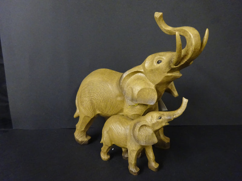 Wood Effect Figurine - Elephant & Calf Leonardo Collection