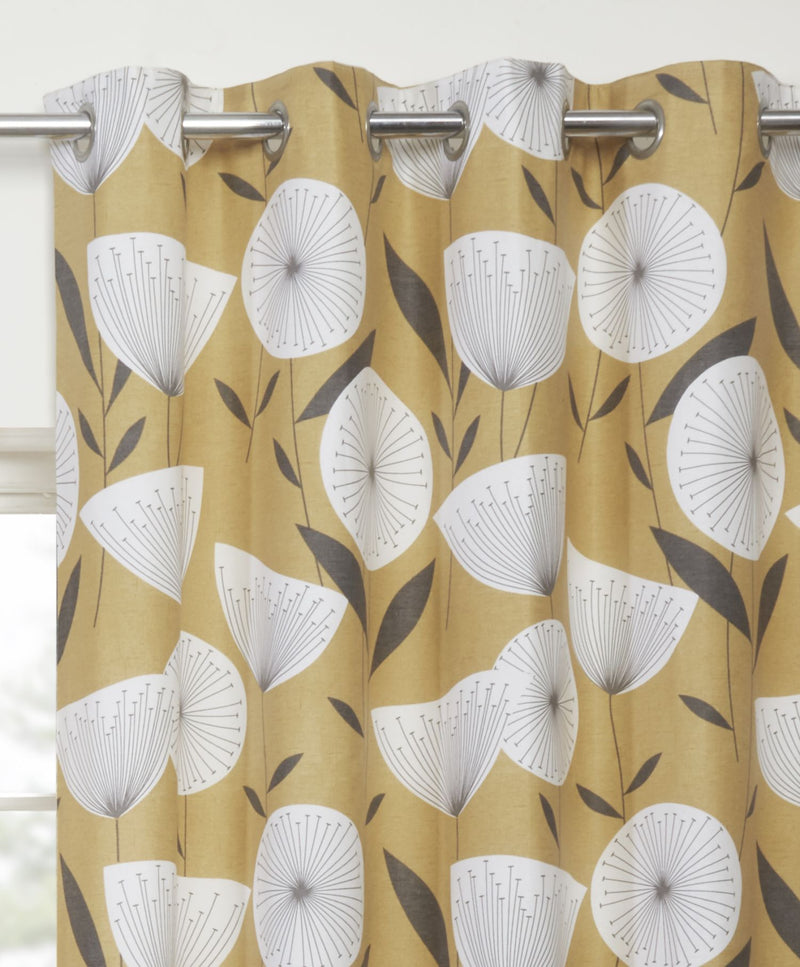 Amelia Ochre Scandi Eyelet Lined Curtain