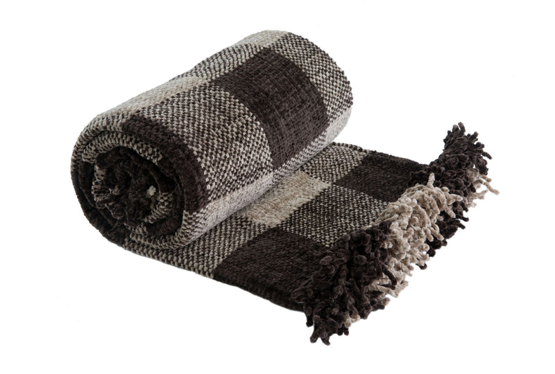 Angus Taupe Luxury Chenille Soft Throw
