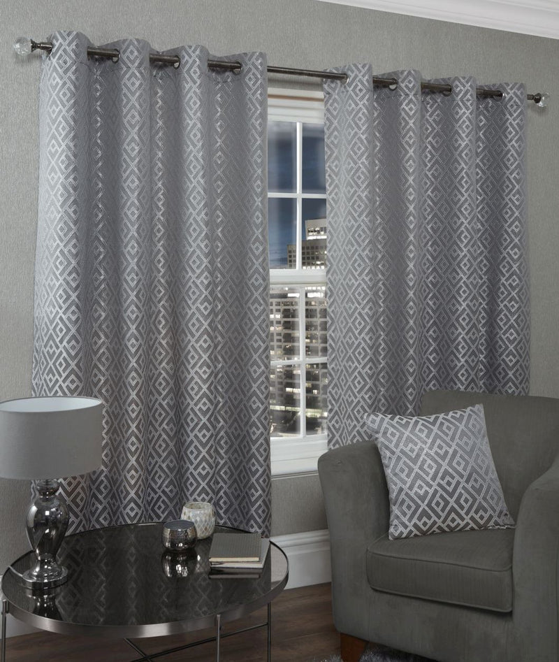 Athens Silver Eyelet Curtains