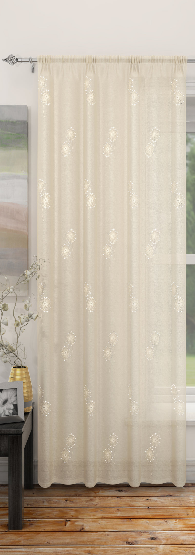 Analise White Embroidered Voile Panel