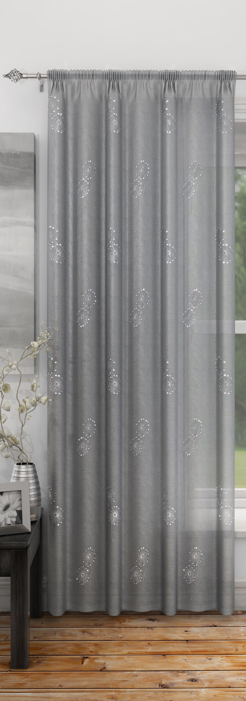 Silver Analise Embroidered Voile Panel