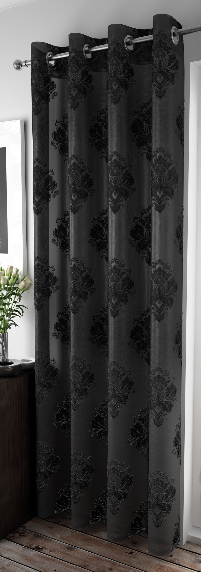 Anika Black Eyelet Voile Panel