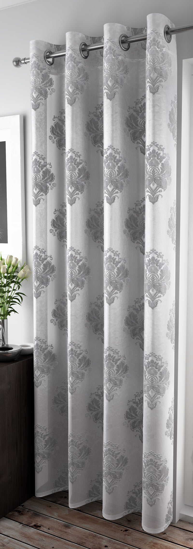 Anika Silver Eyelet Voile Panel