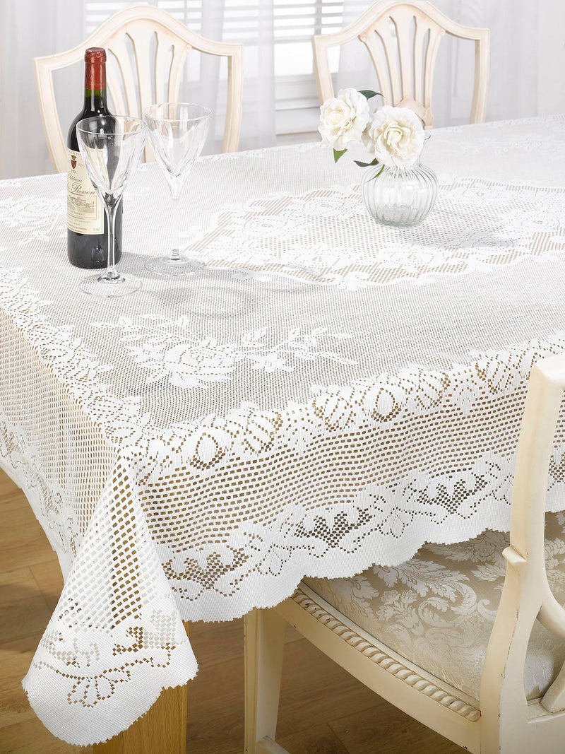 Lace Effect White Tablecloth