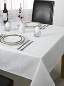 Chequers – Jacquard Tablecloth in White