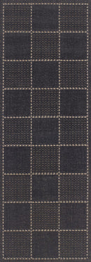Black anti slip runner flatweave checked design