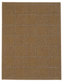 brown anti slip rug checked design
