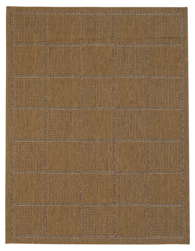 brown anti slip rug checked design