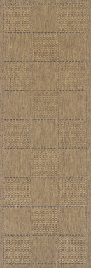 brown anti slip runner checked design