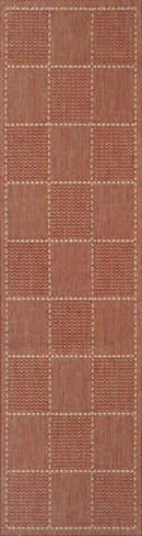 Terracotta Checked Flatweave Anti-Slip Runner