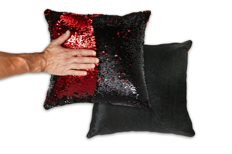 Danni – Two Tone Sequin Cushion Cover Black & Red
