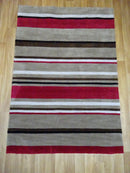 Inspire Broadstripe choc/red rug 120 X 170 CM 4'X 5'7"