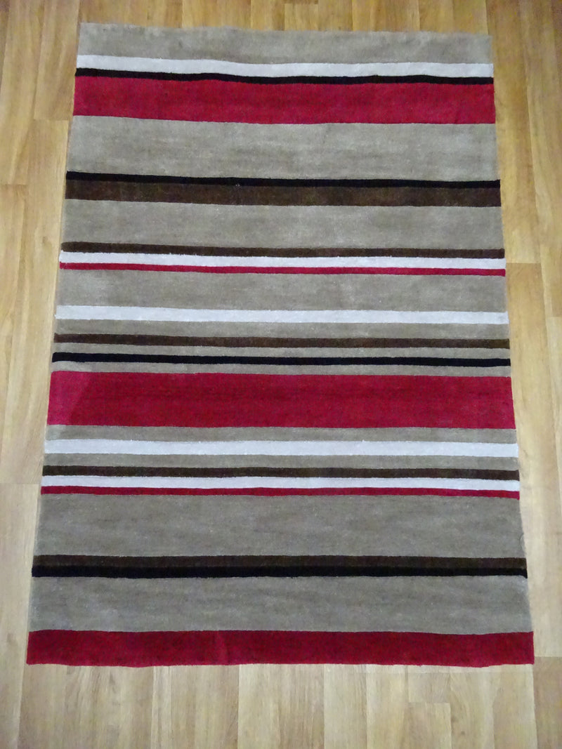 Inspire Broadstripe choc/red rug 120 X 170 CM 4'X 5'7"