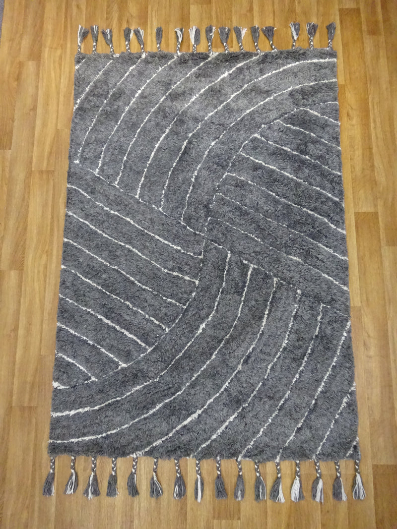 Eclectic Auckland Grey Wool & Viscose Rug 120 x 170 cm 4' x 5'7"