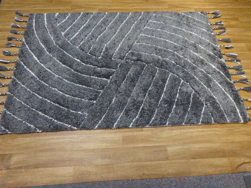 Eclectic Auckland Grey Wool & Viscose Rug 120 x 170 cm 4' x 5'7"