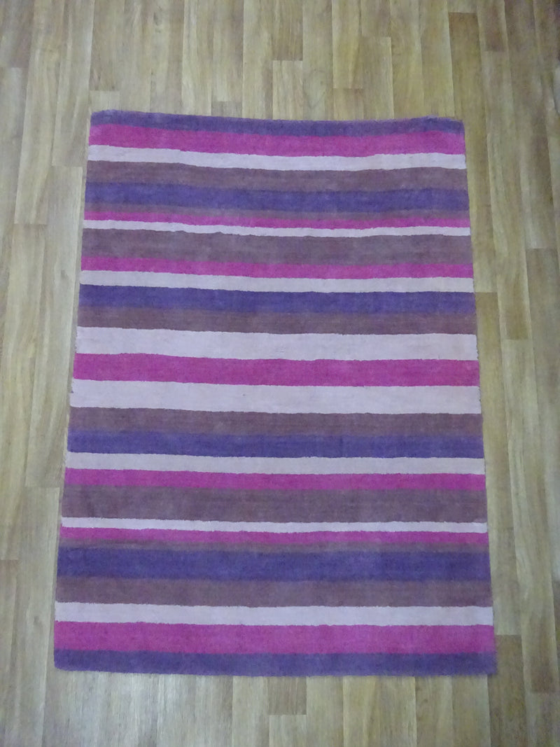 Dusky Pink Tribeca cotton Stripe Rug 120 x 170 cm 4' x 5'7"
