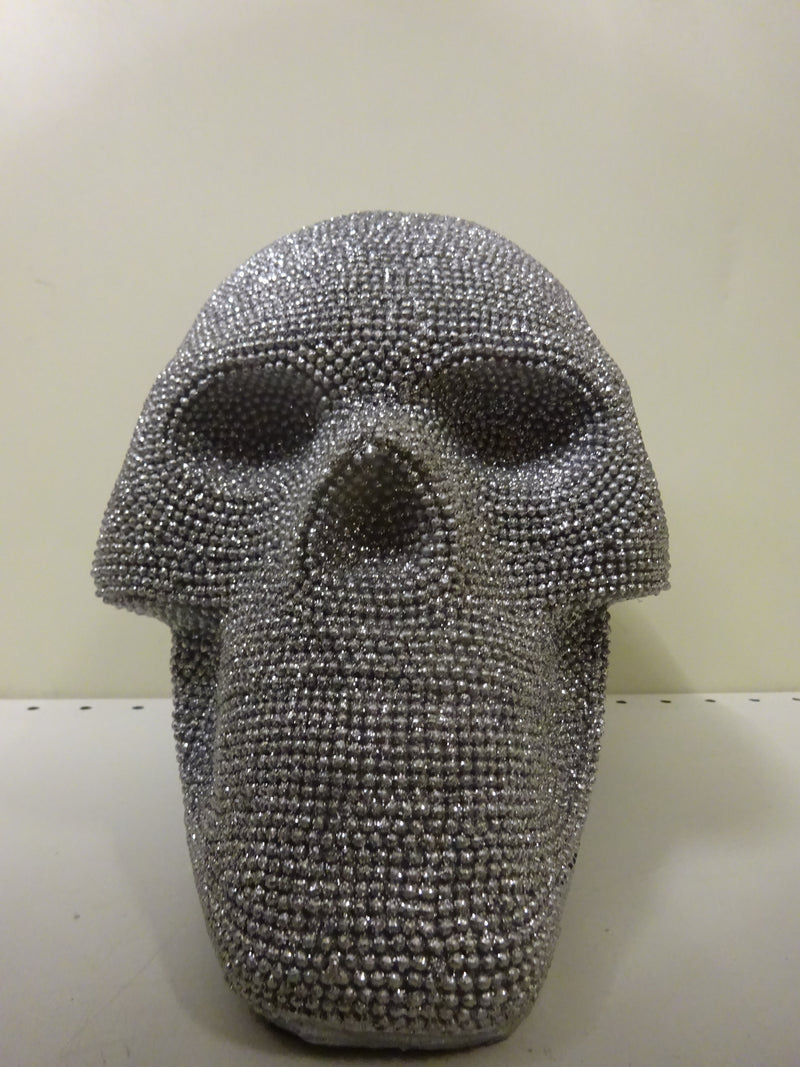 Skull Diamante Glitter Silver Ornament
