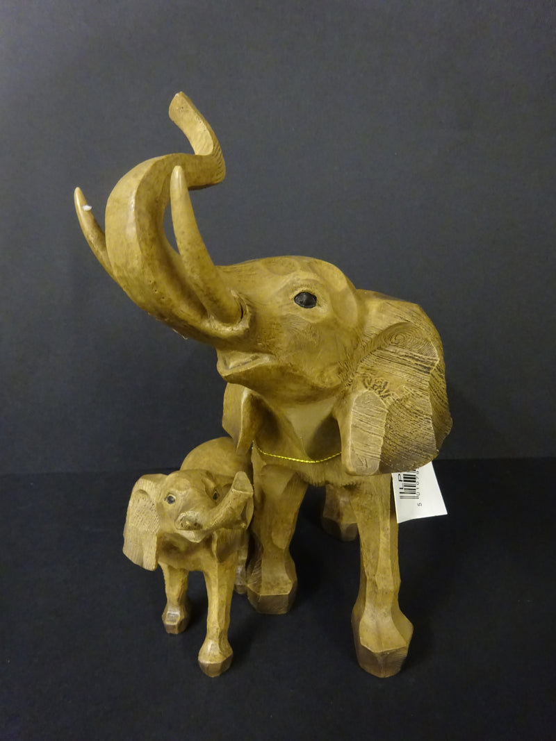 Wood Effect Figurine - Elephant & Calf Leonardo Collection