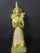 Gold Finish Kneeling meditating Buddha Figurine 21cm