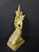 Gold Finish Kneeling meditating Buddha Figurine 21cm