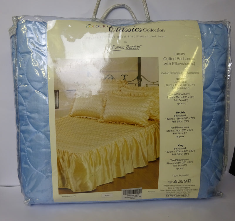 Blue Single Blue Luxury Quilted Bedspread With Pillowsham