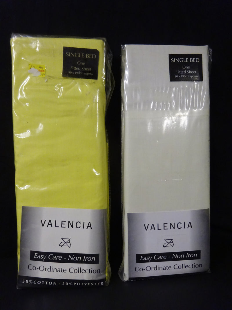 Single Fitted Sheets Easy Care Non Iron Yellow/White