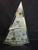 Silver Sparkle Triple Glass Tealight Holder Snowflake Pattern