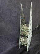 Silver Sparkle Triple Glass Tealight Holder Snowflake Pattern