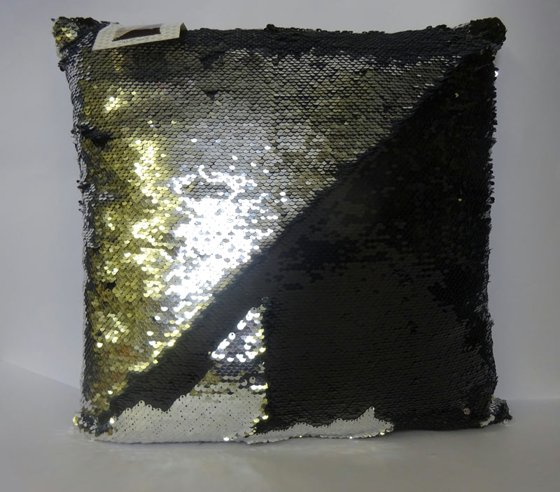 Sequin Cushions Silver & Black