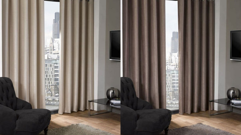 Eco Logan Thermal Blackout Eyelet Lined Curtains 66x 54" & 66 x72" Taupe natural