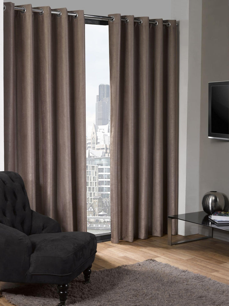 Taupe Eco Black Out Thermal Eyelet Pair of Curtains