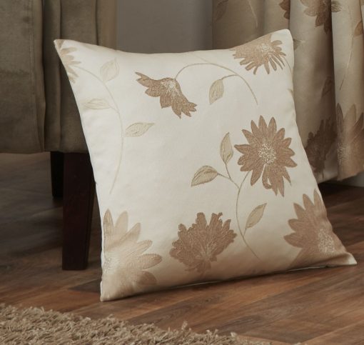 Floral Jacquard Cushion Cover in Cream