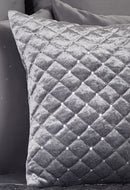 Glamour – Quilted Sequin Velvet Cushion Cover in Silver