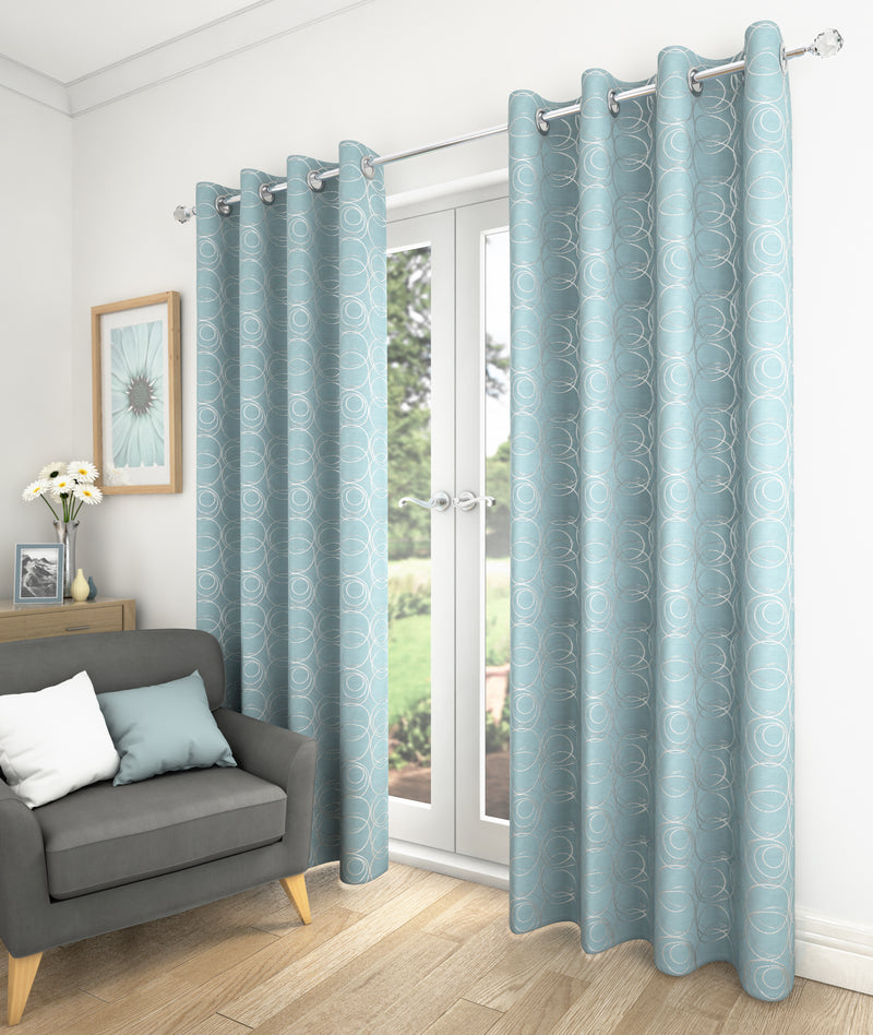Saturn Duck Egg Lined Eyelet Curtains