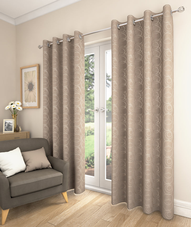 Saturn Natural Lined Eyelet Curtains