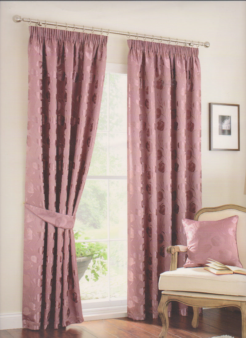Linby Rose Pencil Pleat Lined Curtains