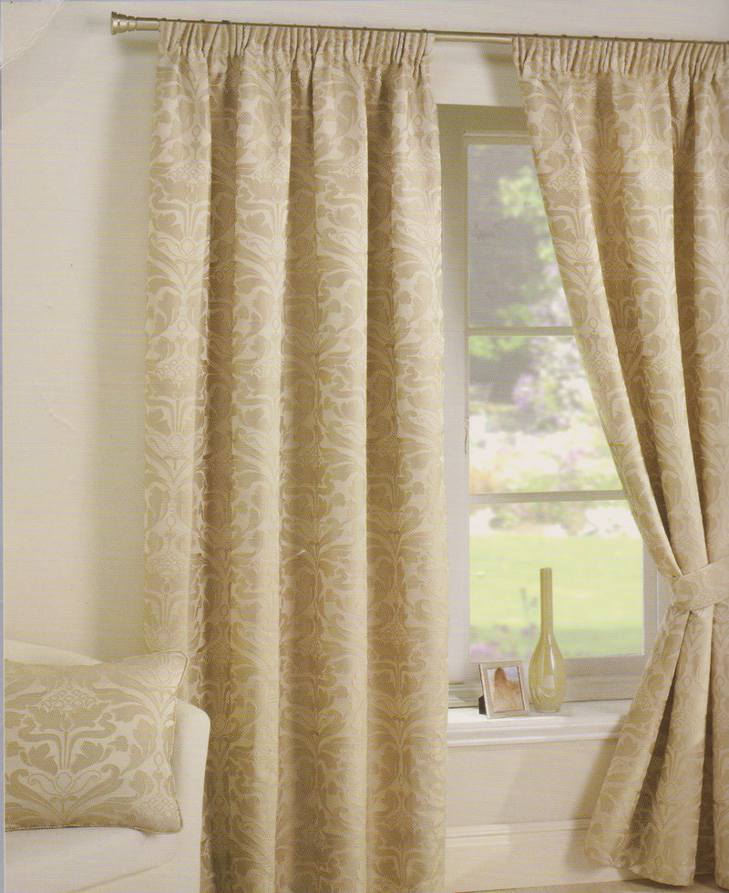 Luxury Pencil Pleat Lined Curtains Natural/Gold