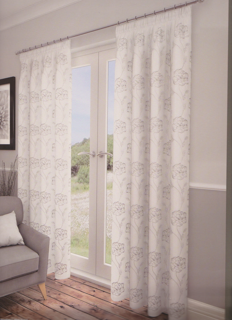 Lotus White Voile Lined Curtains 46" x 90"