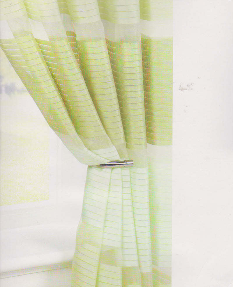 Horizon Dark & Light Green & White Stripe Voile Panels