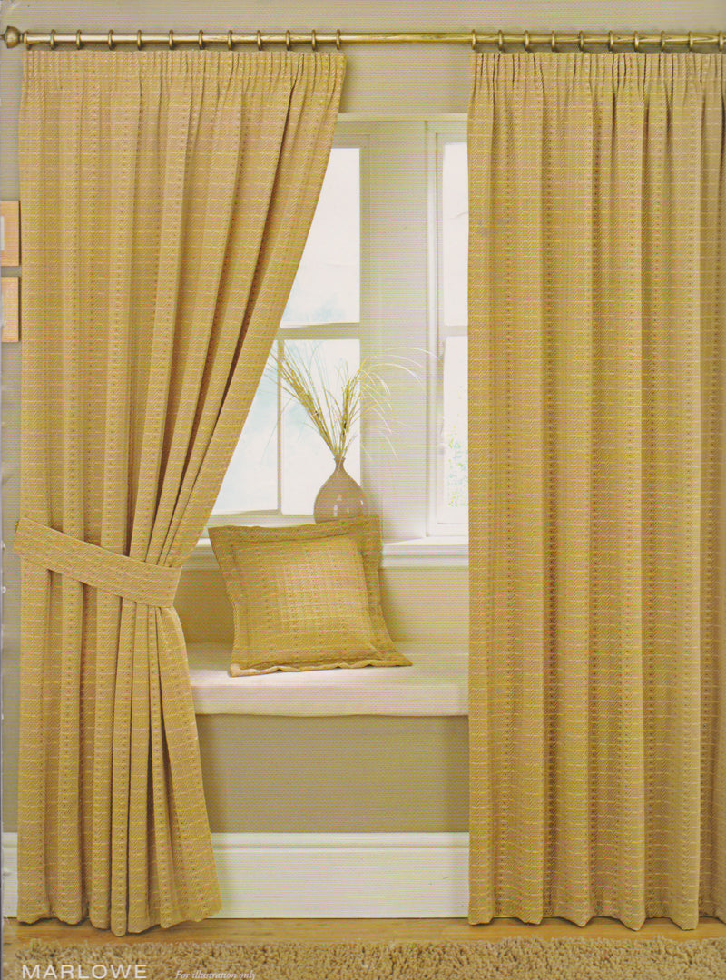 Marlowe Beige/Gold Lined Tailor Made Curtains