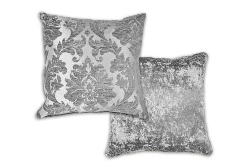 Damask – Luxury Chenille Jacquard Cushion Cover in Silver