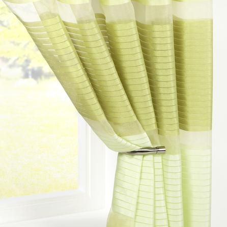 Horizon Dark & Light Green & White Stripe Voile Panels