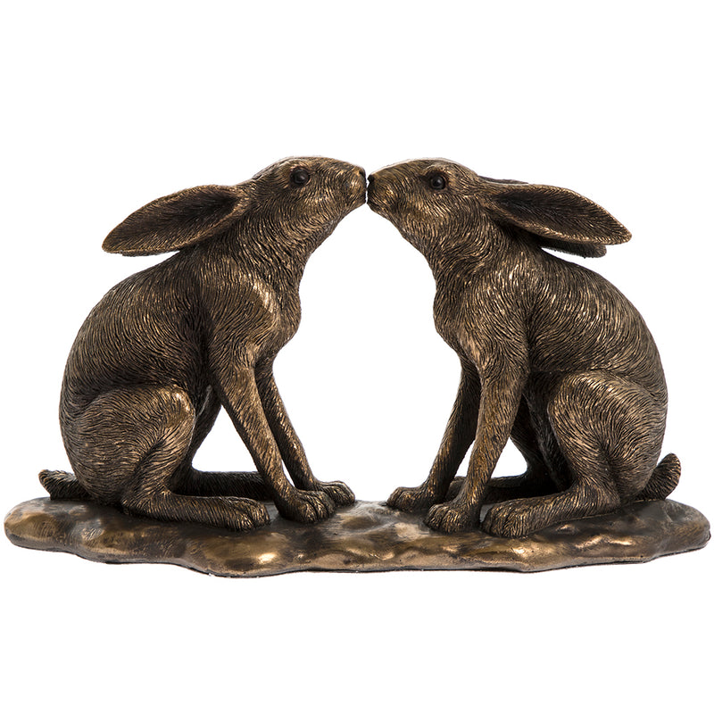 Bronze Kissing Hares Ornament Rabbits Figure Hare Sculpture Home Decor Gift