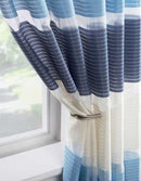 Horizon Dark & Light Blue & White Stripe Voile Panels