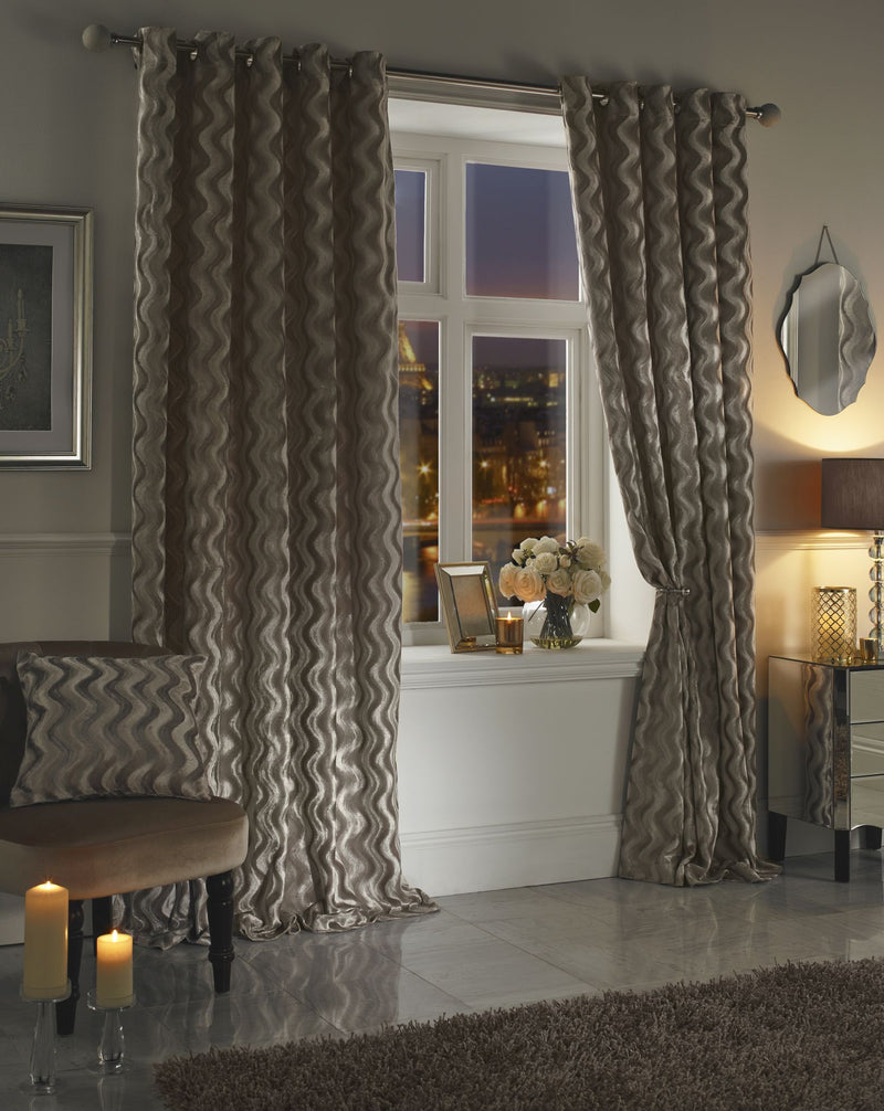 Moda Katie Taupe Lined Eyelet Curtains