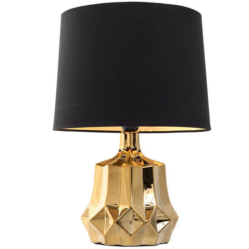 Gold Ceramic Black Shade Home Office Bedside Table Lamp